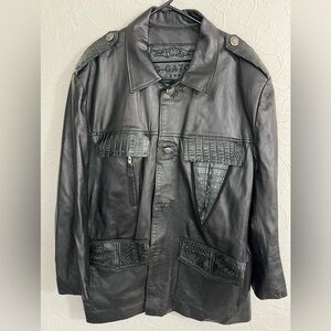 Rare Black G-Gator Alligator Crocodile Exotic Leather Bomber Jacket 3XL 54 🔥🔥